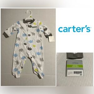 🆕CARTER’S - 3M - NWT - INFANT BOYS BLUE GREEN GREY ELEPHANT SLEEPER